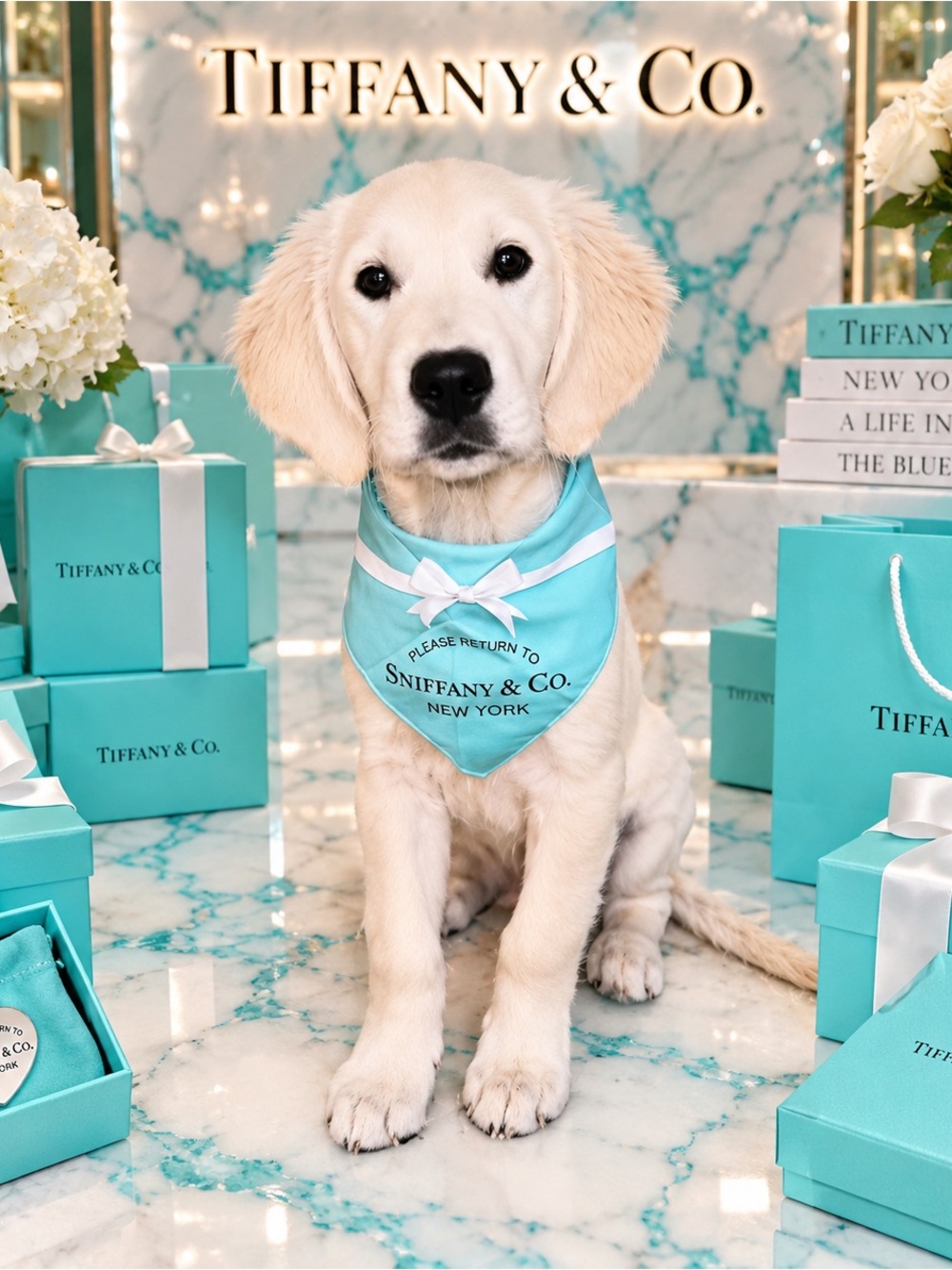 Sniffany & Co. Turquoise Dog Bandana - Lux Pet Accessory Sizes Small & Large